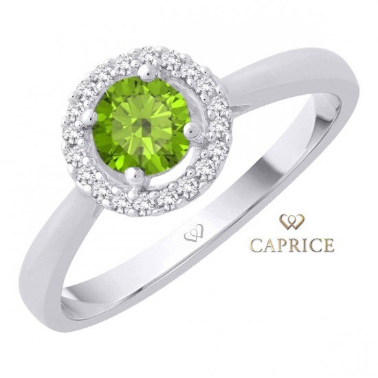fehérarany, peridot, gyémánt, gyűrű